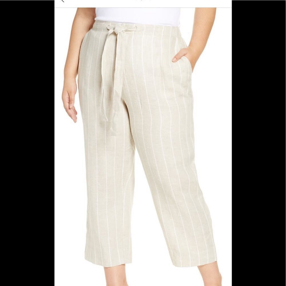 Sanctuary 100% linen  high rise elastic belt cropped pants size 20W, NWT